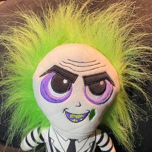 Plush Toy with Green Hair and Striped Suit Beetlejuice plush